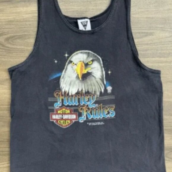 Vintage 1988 Harley Davidson Harley Rules Eagle Tank Top Size XL - Picture 1 of 8